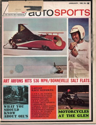 AUTO SPORTS 1965 JAN - USAS RACING FAN MAGAZINE, BONNEVILLE - ARFONS 536 MPH*